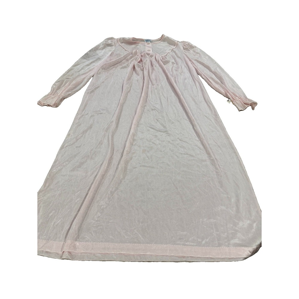 Nancy King Lingerie Vintage 1980s Pink Tricot Nylon Nightgown S USA